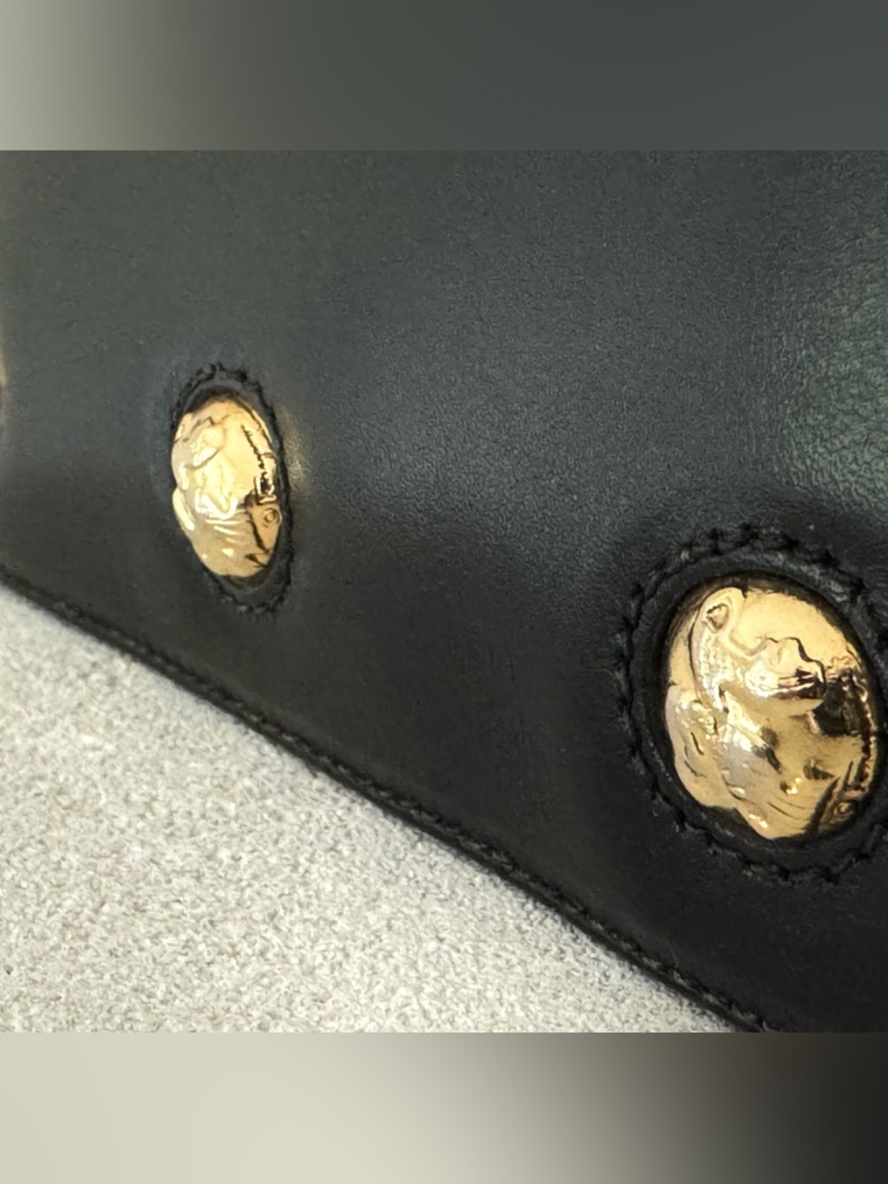 SALVATORE FERRAGAMO Rare Mini Backpack Black Leather Shoe Studs Gold Lock - Picture 7 of 12